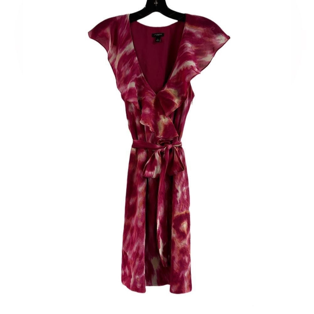 Ann Taylor Pink Belted Silk Dress Size 4